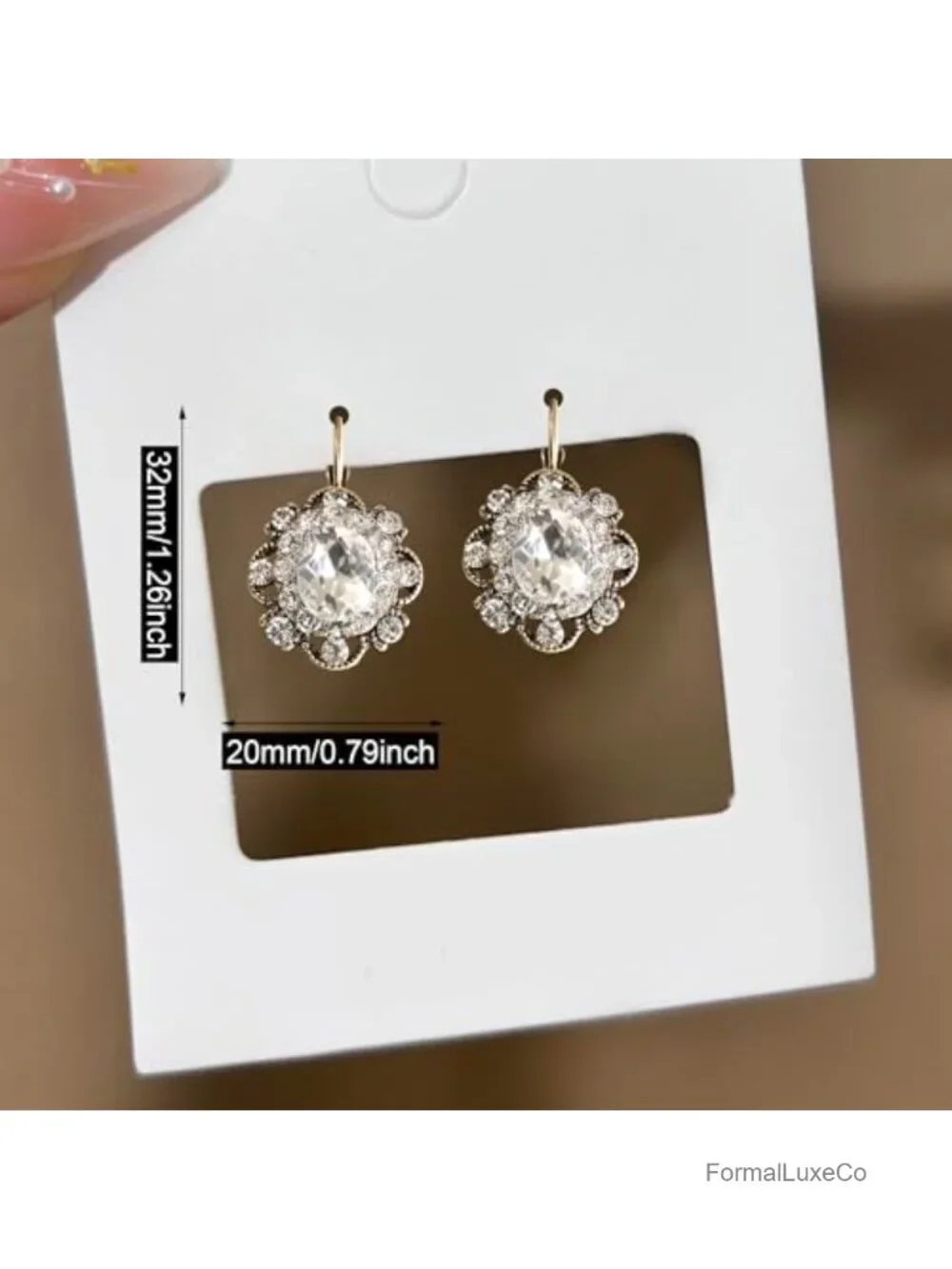 Handmade Bohemian Gold Sparkly Crystal Round Flower Leverback Dangle Drop